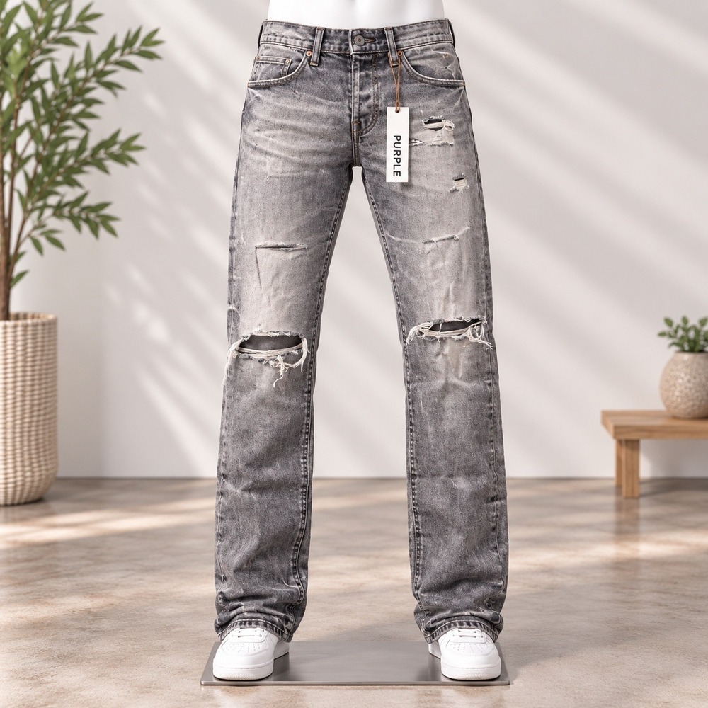 NWT Purple Brand P002 Jeans Mens 32 Black Distressed Slim Fit Paint Splatter